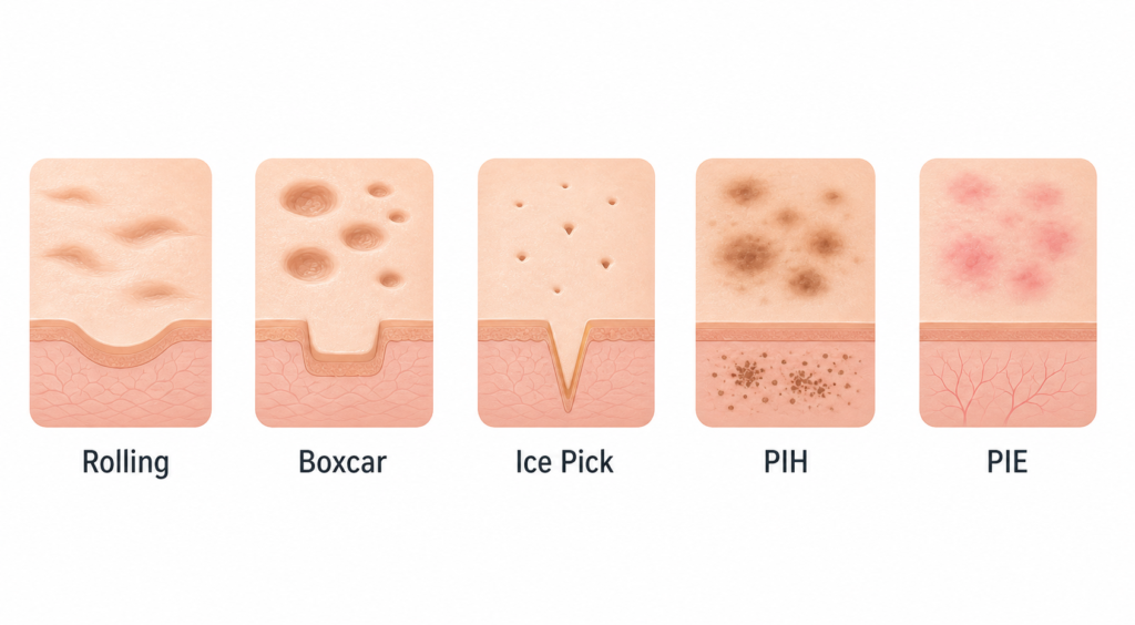 different types of acne scars